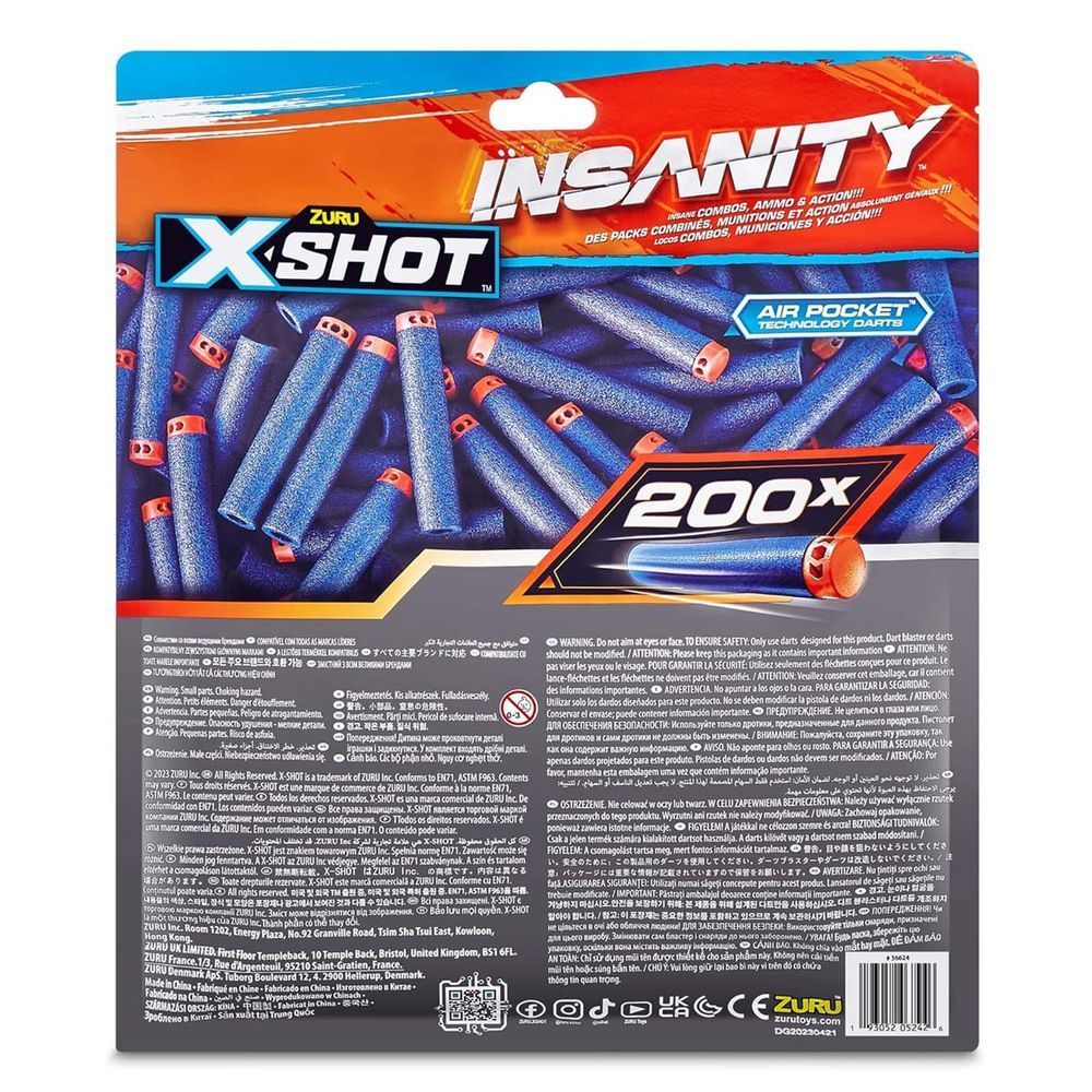 Патроны X-Shot Insanity с ячеистым наконечником Синие 200 шт (36624)